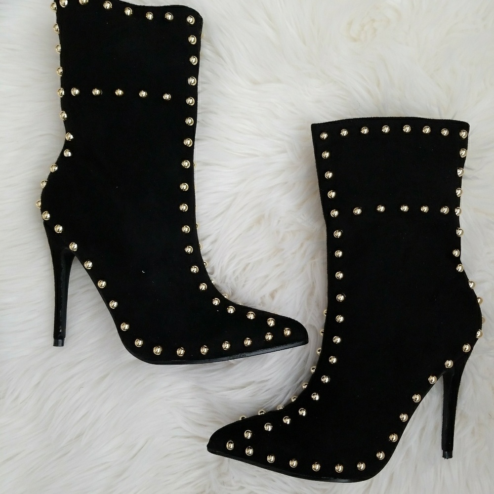 Studded black booties